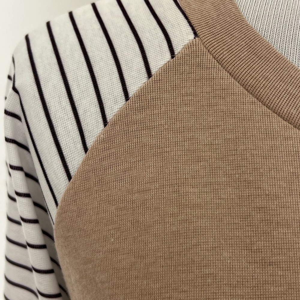 Tan and White Women's Raglan Sleeve Top - Picture 4 of 6